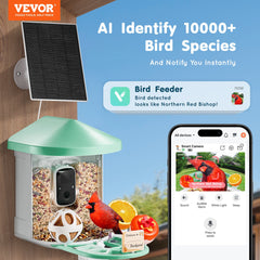 VEVOR Smart Bird Feeder With Camera 2K HD AI Identify Bird Species Auto Capture